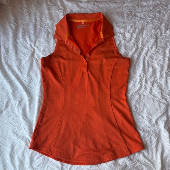 Nike Orange Racerback Fitted Sleeveless Polo Tank Golf Button Up - Picture 1 of 7